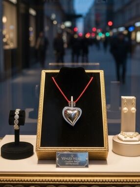 ⚡️YSL Silver Heart Pendant with Red Accents